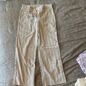 CAbi Striped Boot Cut Pants - Cream and Brown